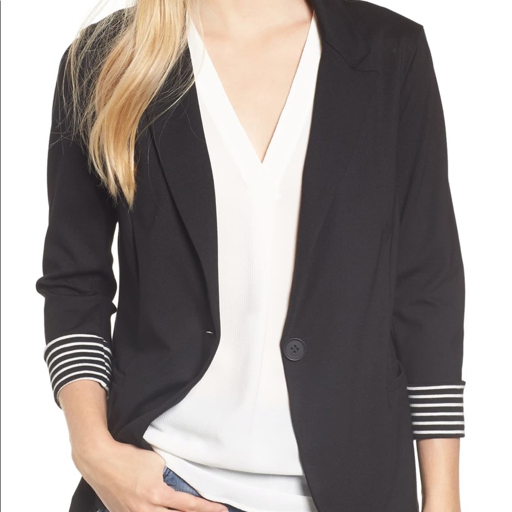 New w/o tags black roll sleeve Gibson knit blazer